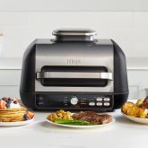 ninja AG651UK Foodi MAX PRO Health Grill, Flat Plate + Air Fryer - Black
