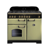 Rangemaster Classic Deluxe 100 Dual Fuel Olive Green/Brass CDL100DFFOG/B