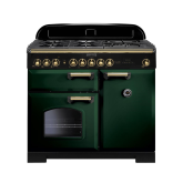 Rangemaster Classic Deluxe 100 Dual Fuel Green/Brass CDL100DFFRG/B