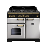 Rangemaster Classic Deluxe 100 Dual Fuel Royal Pearl/Brass CDL100DFFRP/B