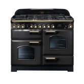 Rangemaster Classic Deluxe 110 Dual Fuel Charcoal Black/Brass CDL110DFFCB/B