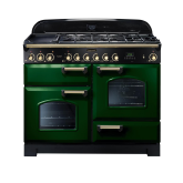 Rangemaster Classic Deluxe 110 Dual Fuel Green/Brass CDL110DFFRG/B