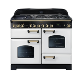 Rangemaster Classic Deluxe 110 Dual Fuel White/Brass CDL110DFFWH/B