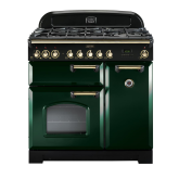 Rangemaster Classic Deluxe 90 Dual Fuel Green/Brass CDL90DFFRG/B