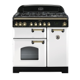 Rangemaster Classic Deluxe 90 Dual Fuel White/Brass CDL90DFFWH/B