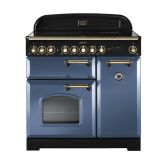 Rangemaster Classic Deluxe 90 Ceramic Stone Blue/Brass CDL90ECSB/B