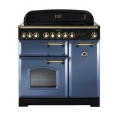Rangemaster Classic Deluxe 90 Induction Stone Blue/Brass CDL90EISB/B