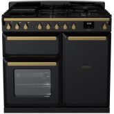 Rangemaster ESDL100DFPGBL/AB1 18074 Estel Deluxe 100 DF Gloss Blk Antique Brass