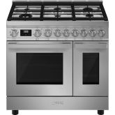 Smeg CPF92GMX 90cm Portofino Dual Fuel Range Cooker Stainless Steel