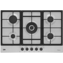 Beko HIAW75225SXE 75cm Gas Hob with Front Knob Controls - Stainless Steel