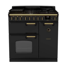 Rangemaster CLDL90DFPCBL/AB1 18256 Classic DLX 90 DF Charcoal Black Antique Brass