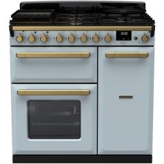 Rangemaster ESDL90DFPMSB/AB1 18036 Estel Deluxe 90 DF Misty Blue Antique Brass