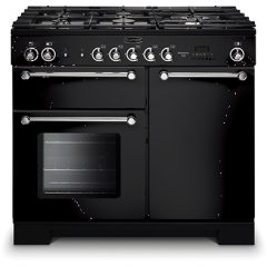 Rangemaster Kitchener 100 Dual Fuel Black/Chrome KCH100DFFBL/C