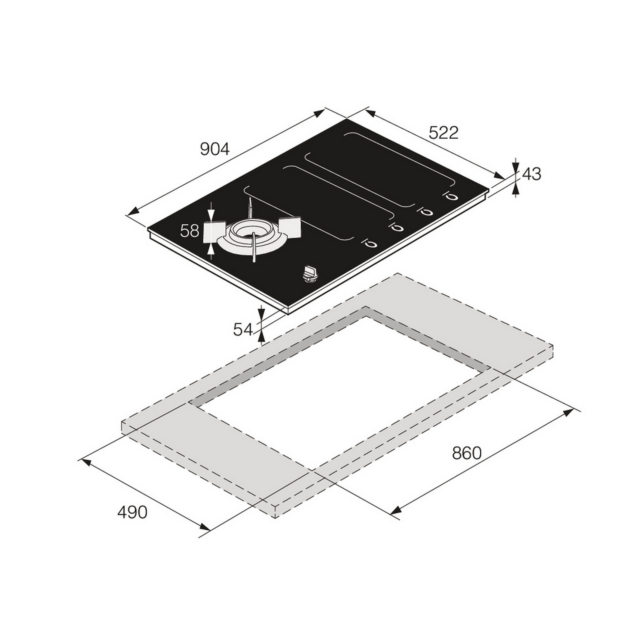 ASKO HIG89524BGB1 90cm Dual Induction and Gas Hob