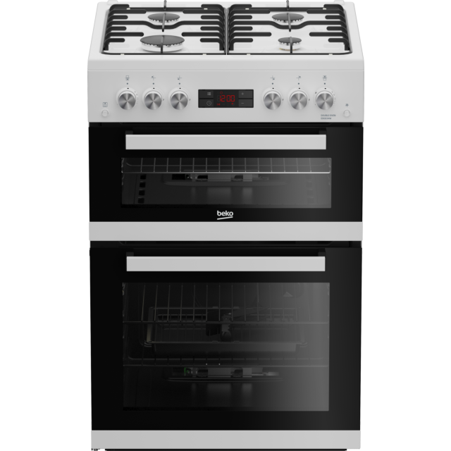 Beko EDG634W 60cm Double Oven Gas Cooker with Gas Hob - White