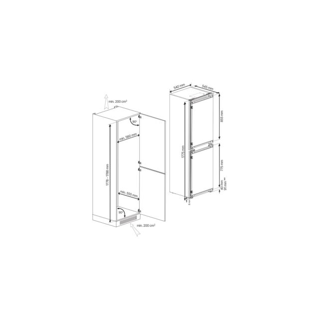 Blomberg KNE4564EVI 54cm Integrated 50:50 Frost Free Fridge Freezer - Integrated