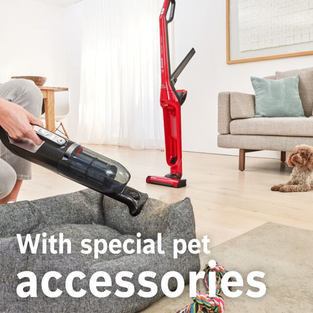 Bosch BBH3ZOOGB Serie 4 ProAnimal 2-in-1 Cordless Vacuum Cleaner - 55 Minutes Run Time - Red