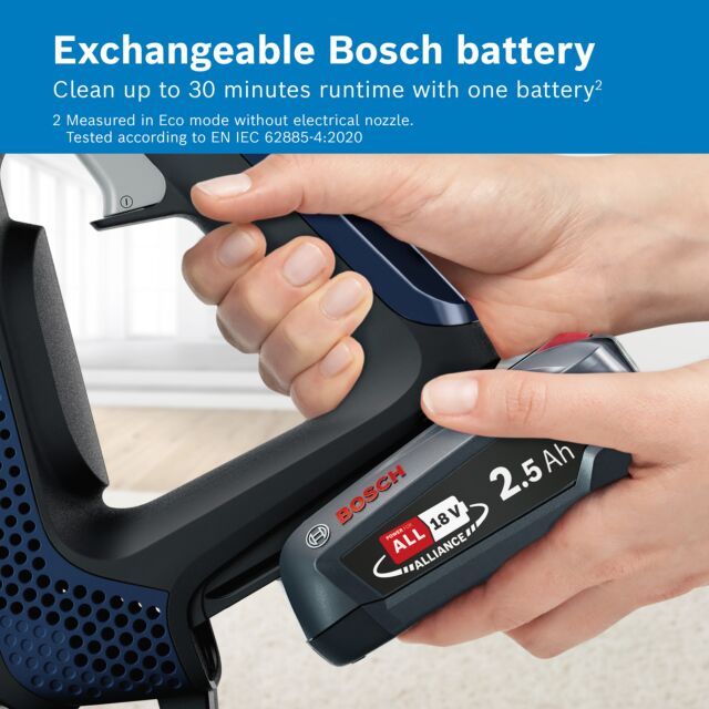 Bosch BBS611GBKIT BBS611GB Cordless Vacuum Cleaner - 30 Minute Run Time - Black PLUS Battery