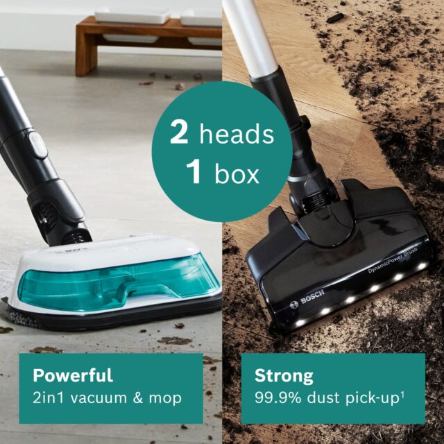 Bosch BCS71HYGGBKIT Unlimited 7 BCS71HYGGB Aqua Vacuum & Mop - 40 Minutes Run Time - White PLUS Battery