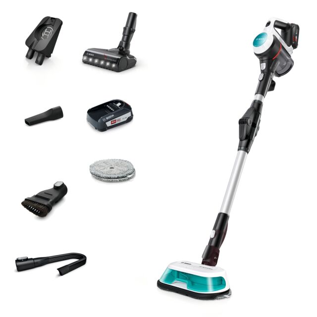 Bosch BCS71HYGGBKIT Unlimited 7 BCS71HYGGB Aqua Vacuum & Mop - 40 Minutes Run Time - White PLUS Battery