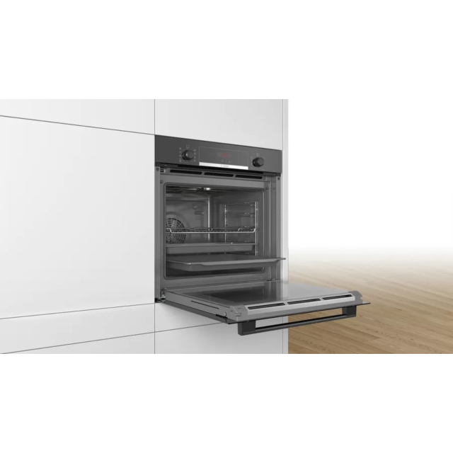 Bosch HBS573BB0B 60cm Series 4 Built-In Single Electric Pyrolytic Oven in Black