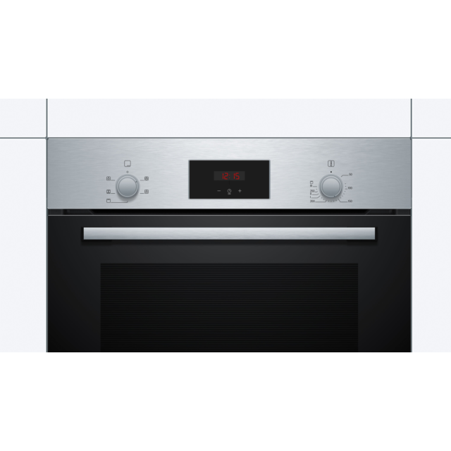 Bosch HHF113BR0B Serie 2 Built In Electric Single Oven with 3D Hot Air - Stainless Steel