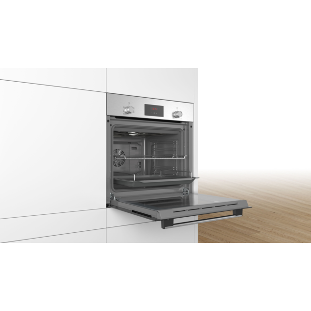 Bosch HHF113BR0B Serie 2 Built In Electric Single Oven with 3D Hot Air - Stainless Steel