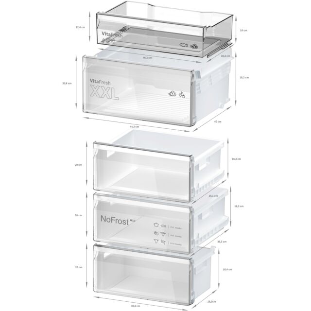 Bosch KGN392LAGG 60cm 60/40 Total No Frost Fridge Freezer - Stainless Steel Look