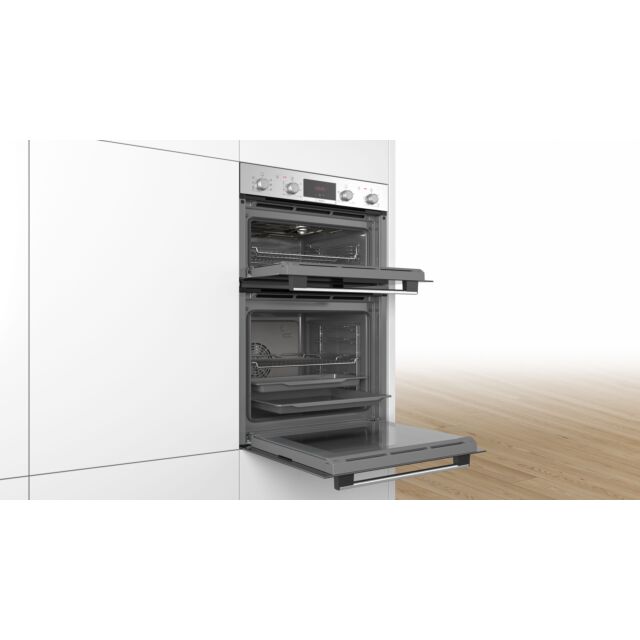 Bosch MBS533BS0B Built In Electric Double Oven with 3D Hot Air - Stainless Steel