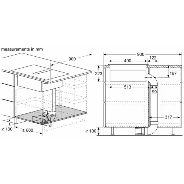 Bosch PVS611B16E 60cm Induction Hob with Ventilation