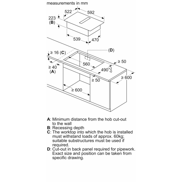 Bosch PVS611B16E 60cm Induction Hob with Ventilation