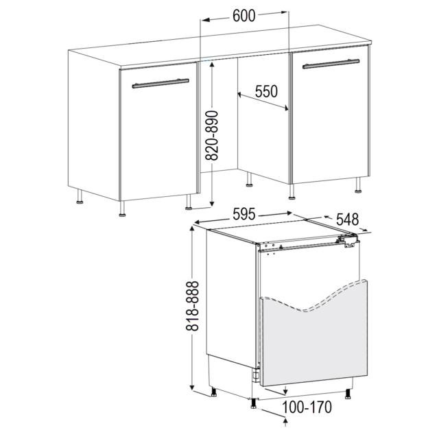 Cata FZBU60E 60cm Integrated Under Counter Freezer