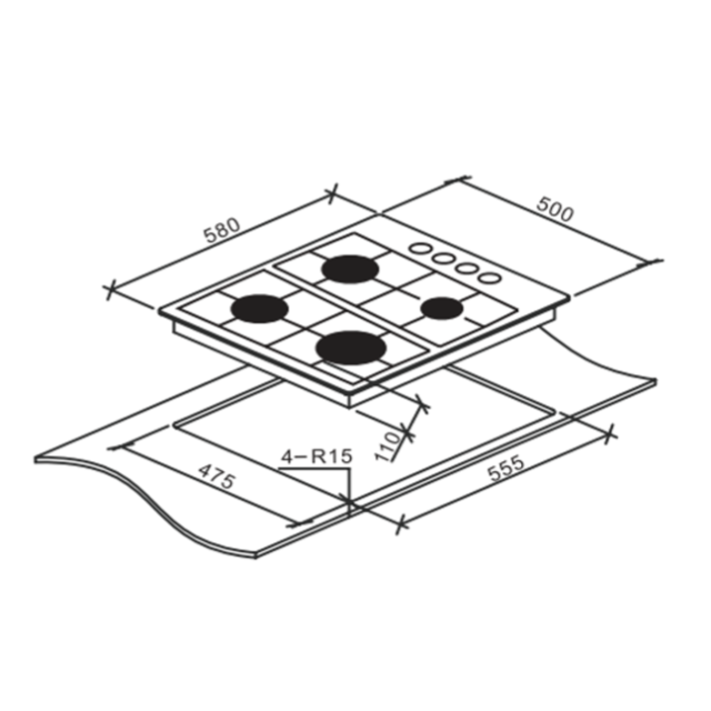 Cata UBGHFFJ60.1 Gas Hob
