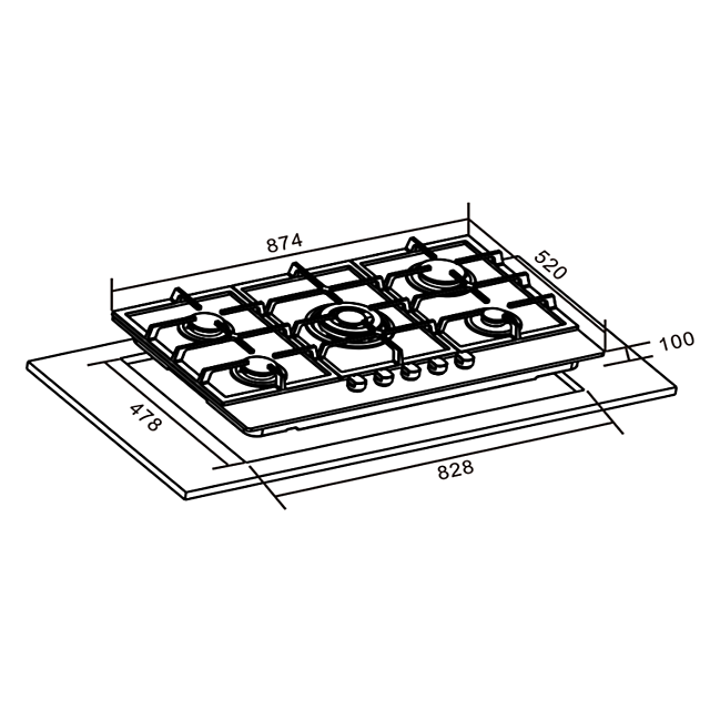 Cata UBGOG901BK Gas Hob