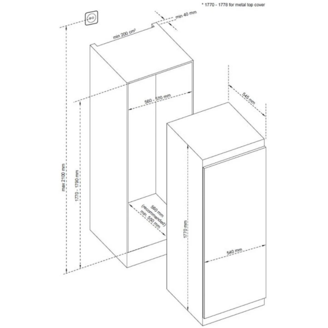 CDA CRI681 Integrated Upright Frost Free Freezer