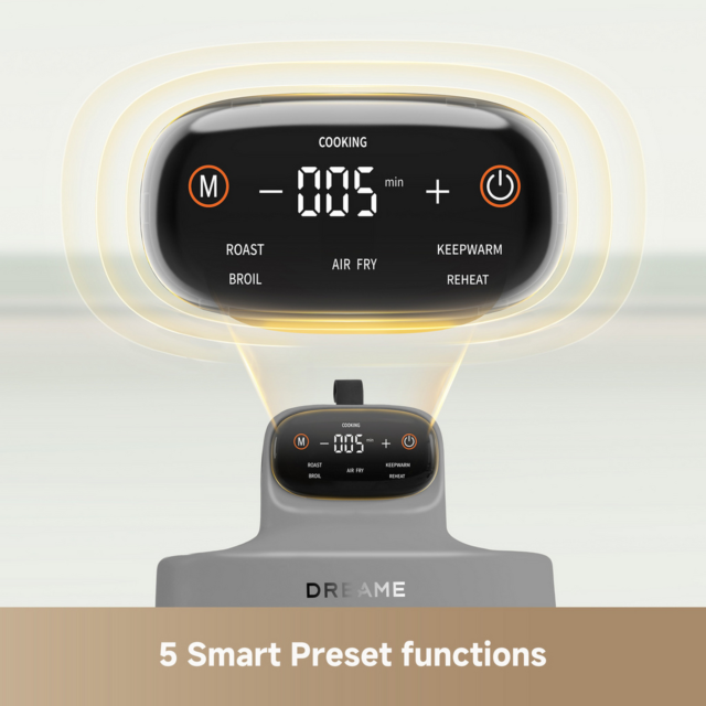 Dreame PT60_GREY Air Fryer with Dual 3D Hot Air Cook