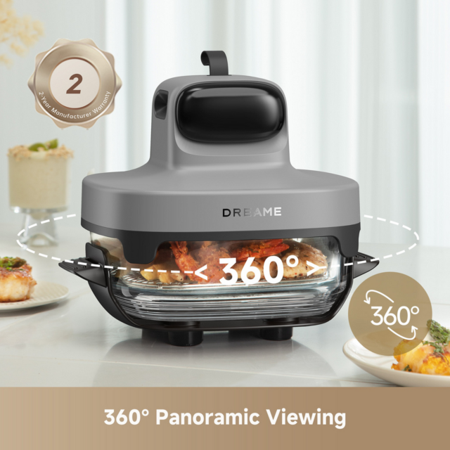 Dreame PT60_GREY Air Fryer with Dual 3D Hot Air Cook