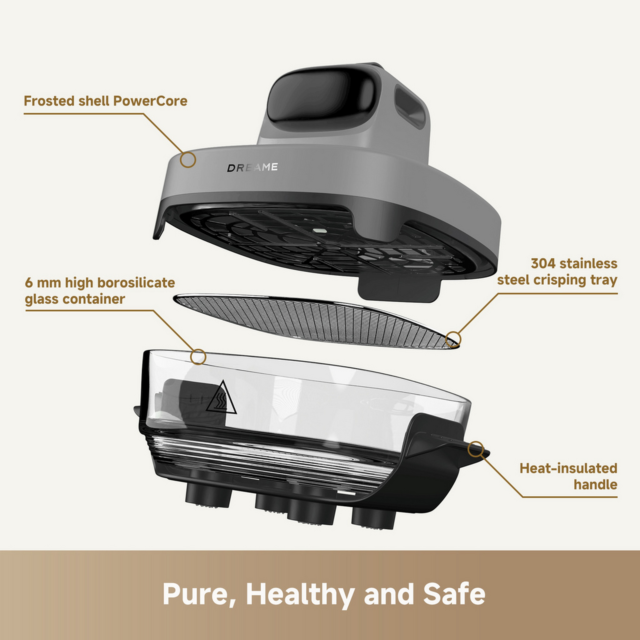 Dreame PT60_GREY Air Fryer with Dual 3D Hot Air Cook