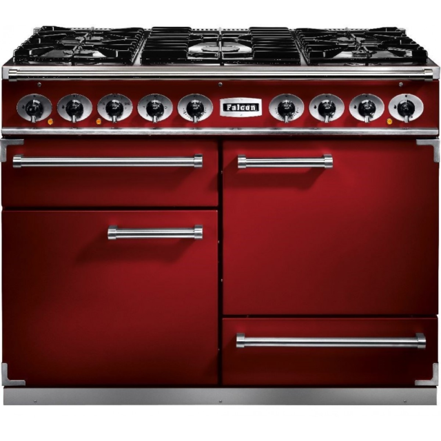 Falcon Deluxe Dual Fuel Cherry Red/Nickel F1092DXDFRD/NM