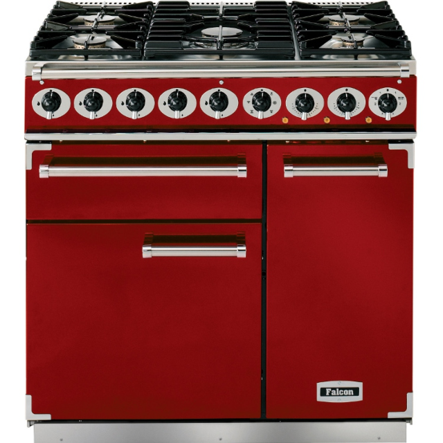 Falcon Deluxe 900 Dual Fuel Cherry Red/Nickel F900DXDFRD/NM