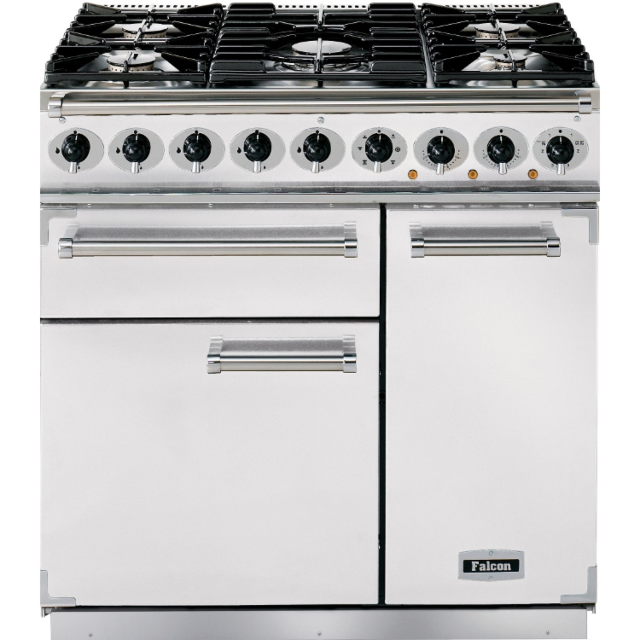 Falcon Deluxe 900 Dual Fuel White/Nickel F900DXDFWH/NM
