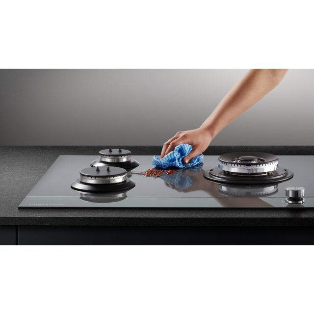 Fisher & Paykel 90cm Gas Hob, Black Glass Design