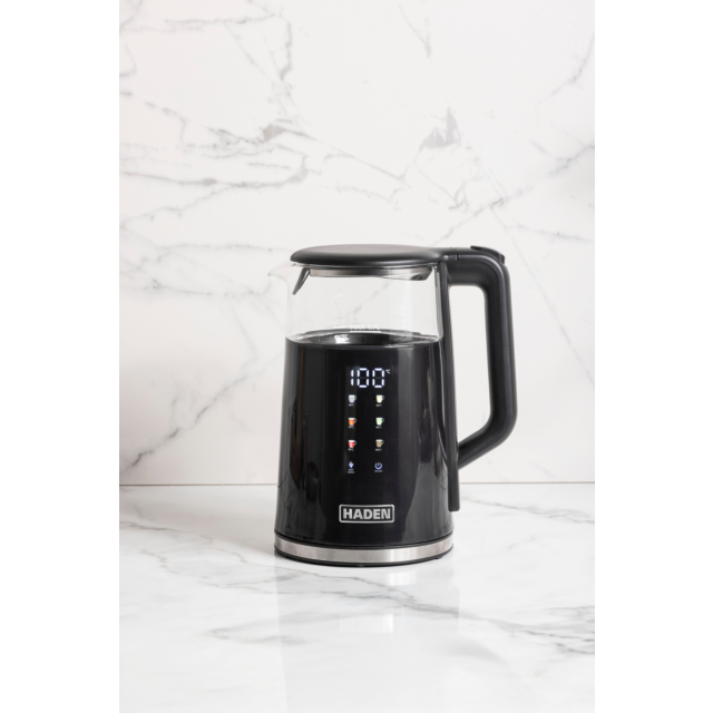 Haden 1.7L Black Touch Screen Glass Kettle with Safety Features