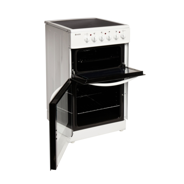 Haden HECT50W 50cm Double Oven Electric Cooker with Ceramic Hob - White