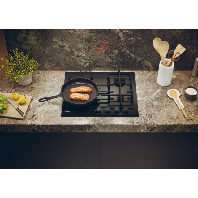 Haier HAVG6BF4TBPB 4-Zone Gas Glass Hob Black