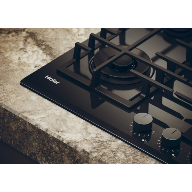Haier HAVG6BF4TBPB 4-Zone Gas Glass Hob Black