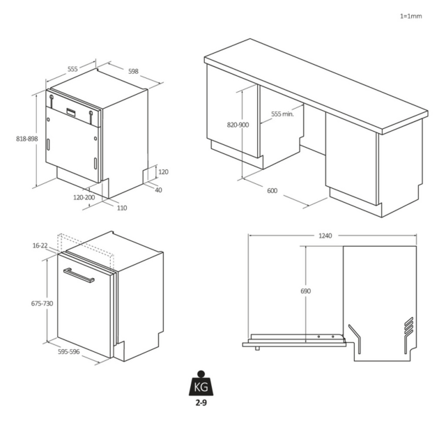 Haier XI 6C4S3FSB-80 Integrated Dishwasher 16 Place Settings