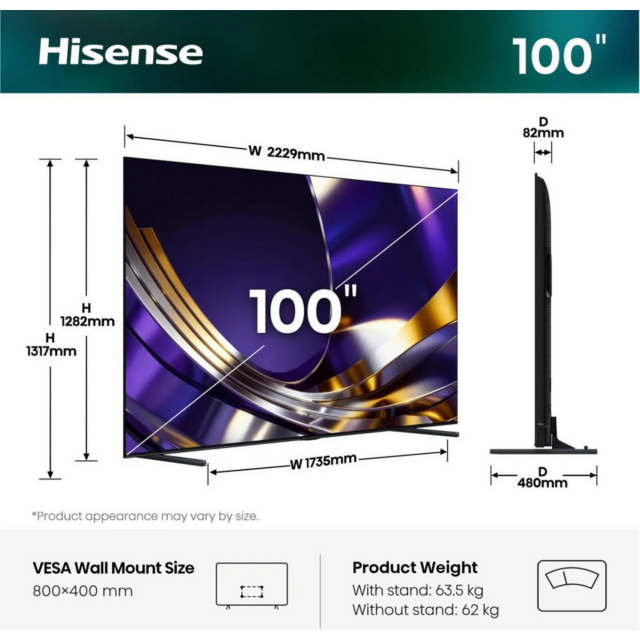 Hisense 100U7STUK PRO 100inch MiniLED 4K 165Hz TV
