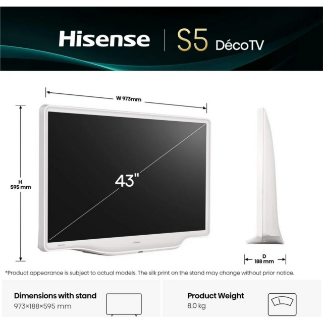 Hisense 43S5QTUK 43-inch Hi-QLED Ultra HD TV White