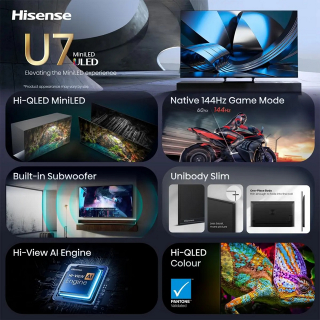 Hisense 50U7STUK 50-inch MiniLED 4K 144Hz Smart TV